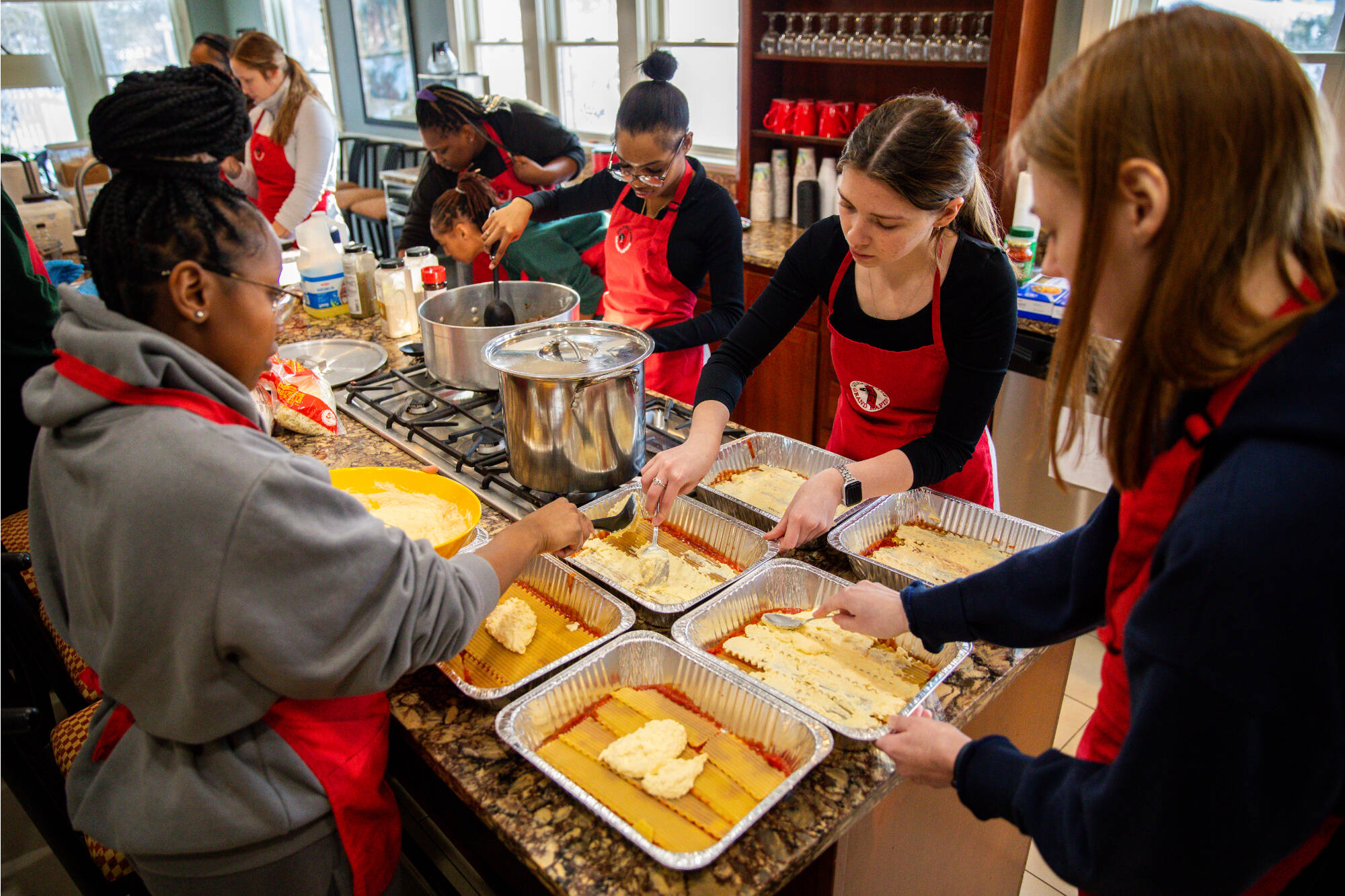 Students preparing food at MLK Day of Service